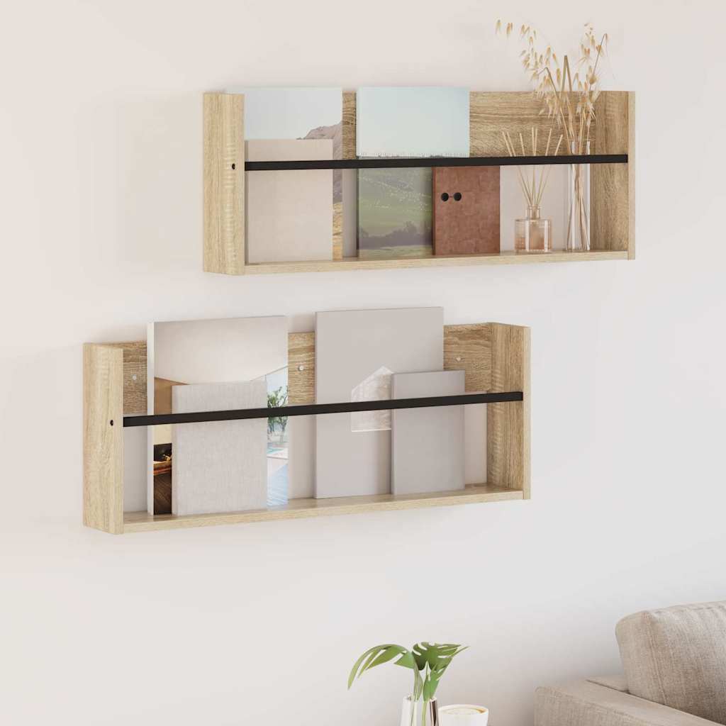 vidaXL Ράφι Περιοδικών με ράφι 2 pcs Δρύς Sonoma 80 x 12 x 30 εκ