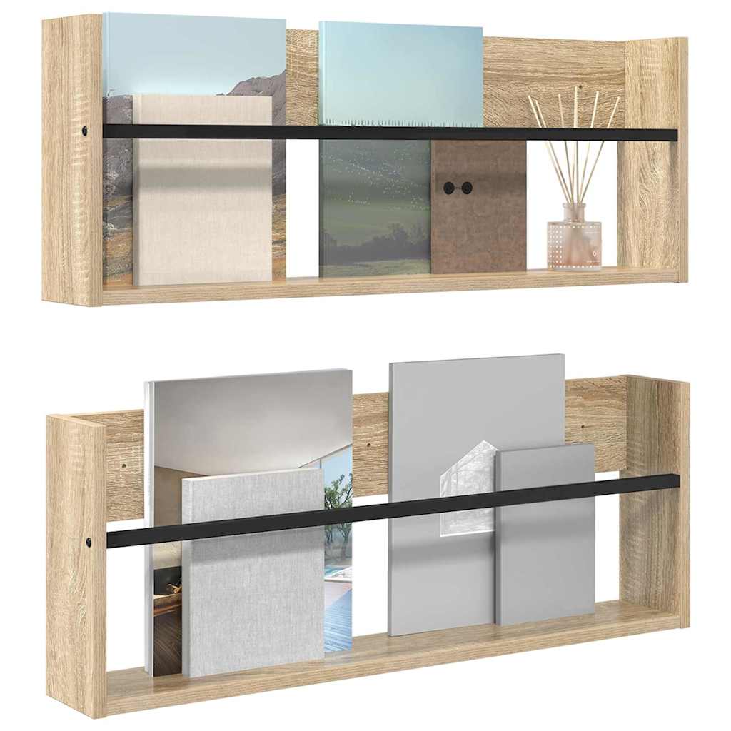 vidaXL Ράφι Περιοδικών με ράφι 2 pcs Δρύς Sonoma 80 x 12 x 30 εκ