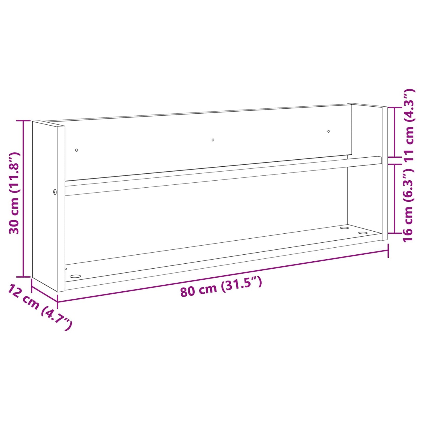vidaXL Ράφι Περιοδικών Artisan Oak 80 x 12 x 30 εκ Επεξεργασμένο ξύλο
