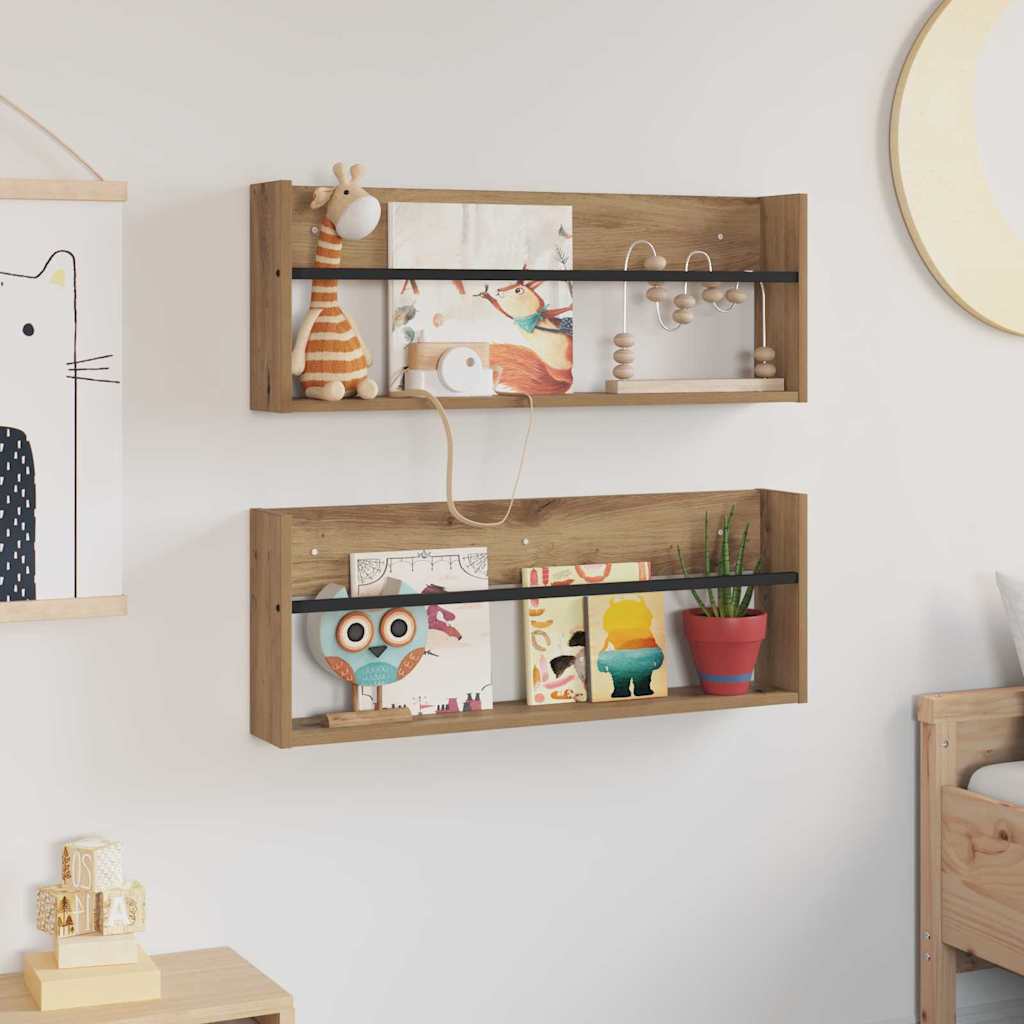 vidaXL Ράφι Περιοδικών με ράφι 2 pcs Artisan Oak 80 x 12 x 30 εκ