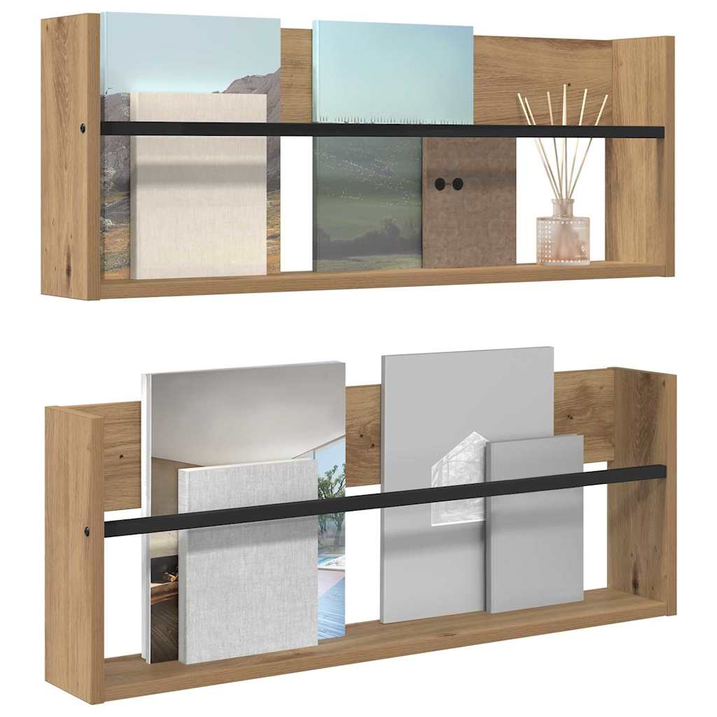 vidaXL Ράφι Περιοδικών με ράφι 2 pcs Artisan Oak 80 x 12 x 30 εκ