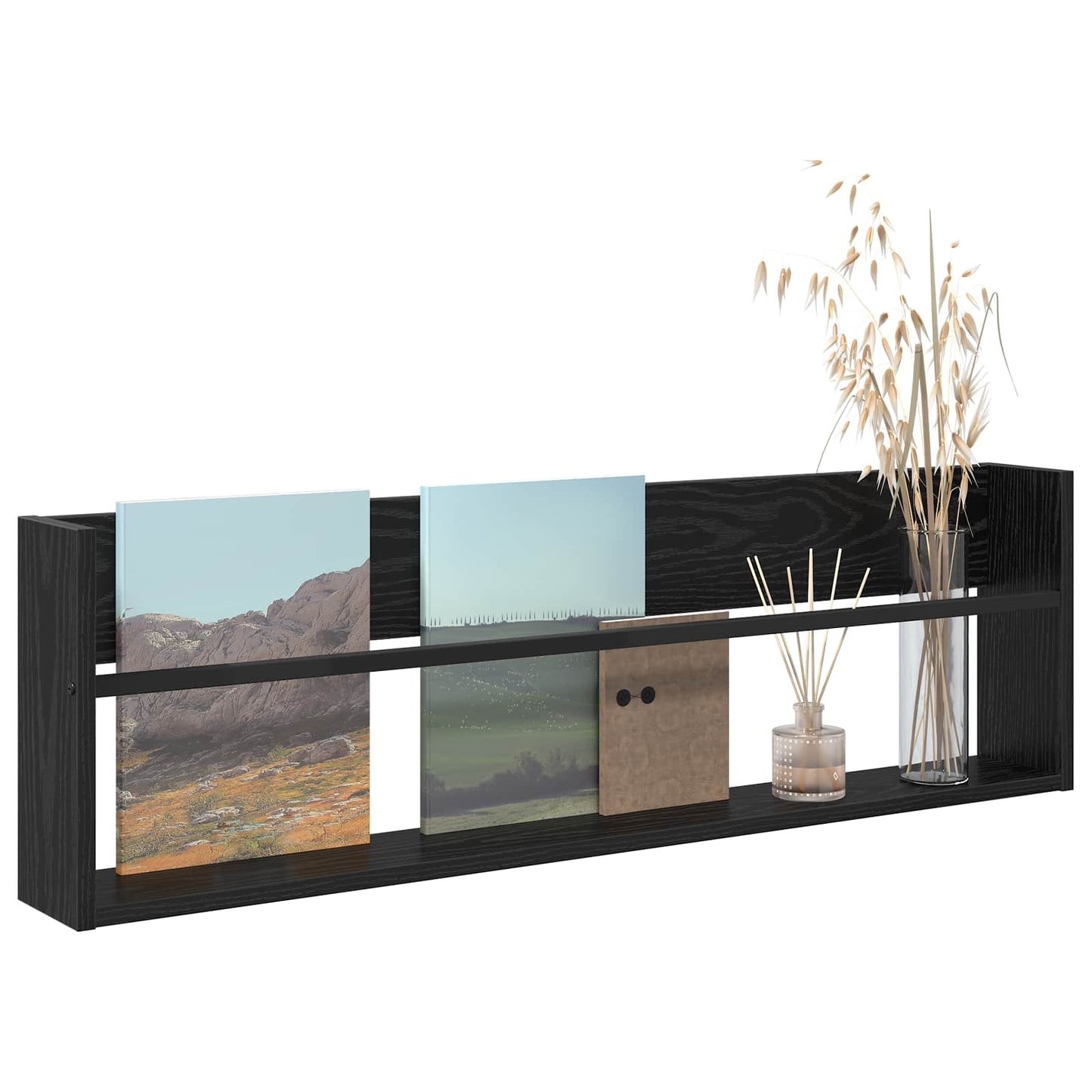 vidaXL Ράφι Περιοδικών Μαύρη Οξυά 100 x 12 x 30 εκ Επεξεργασμένο ξύλο
