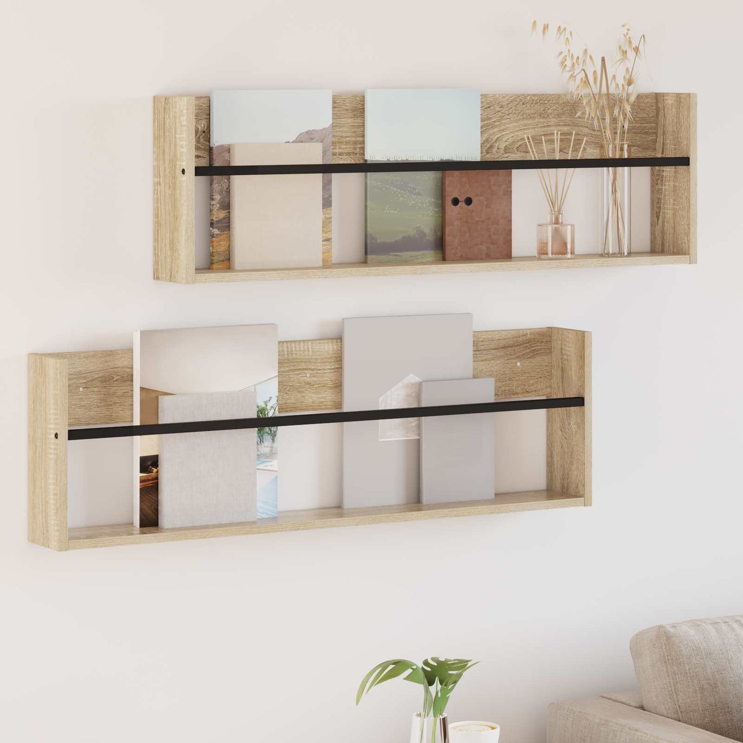 vidaXL Ράφι Περιοδικών με ράφι 2 pcs Δρύς Sonoma 100 x 12 x 30 εκ