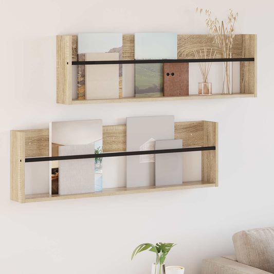 vidaXL Ράφι Περιοδικών με ράφι 2 pcs Δρύς Sonoma 100 x 12 x 30 εκ