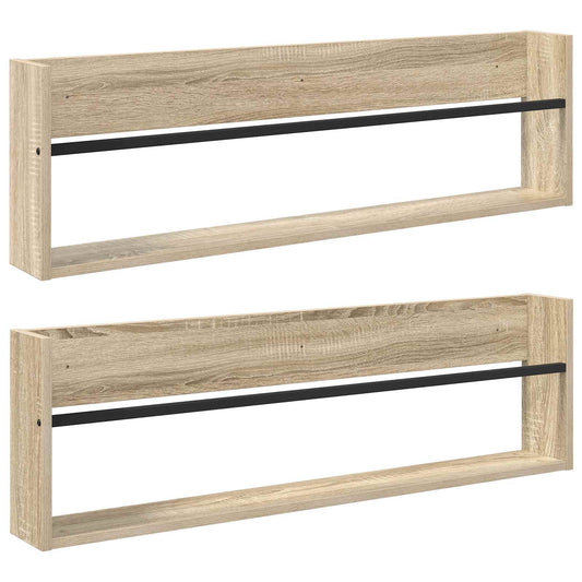 vidaXL Ράφι Περιοδικών με ράφι 2 pcs Δρύς Sonoma 100 x 12 x 30 εκ