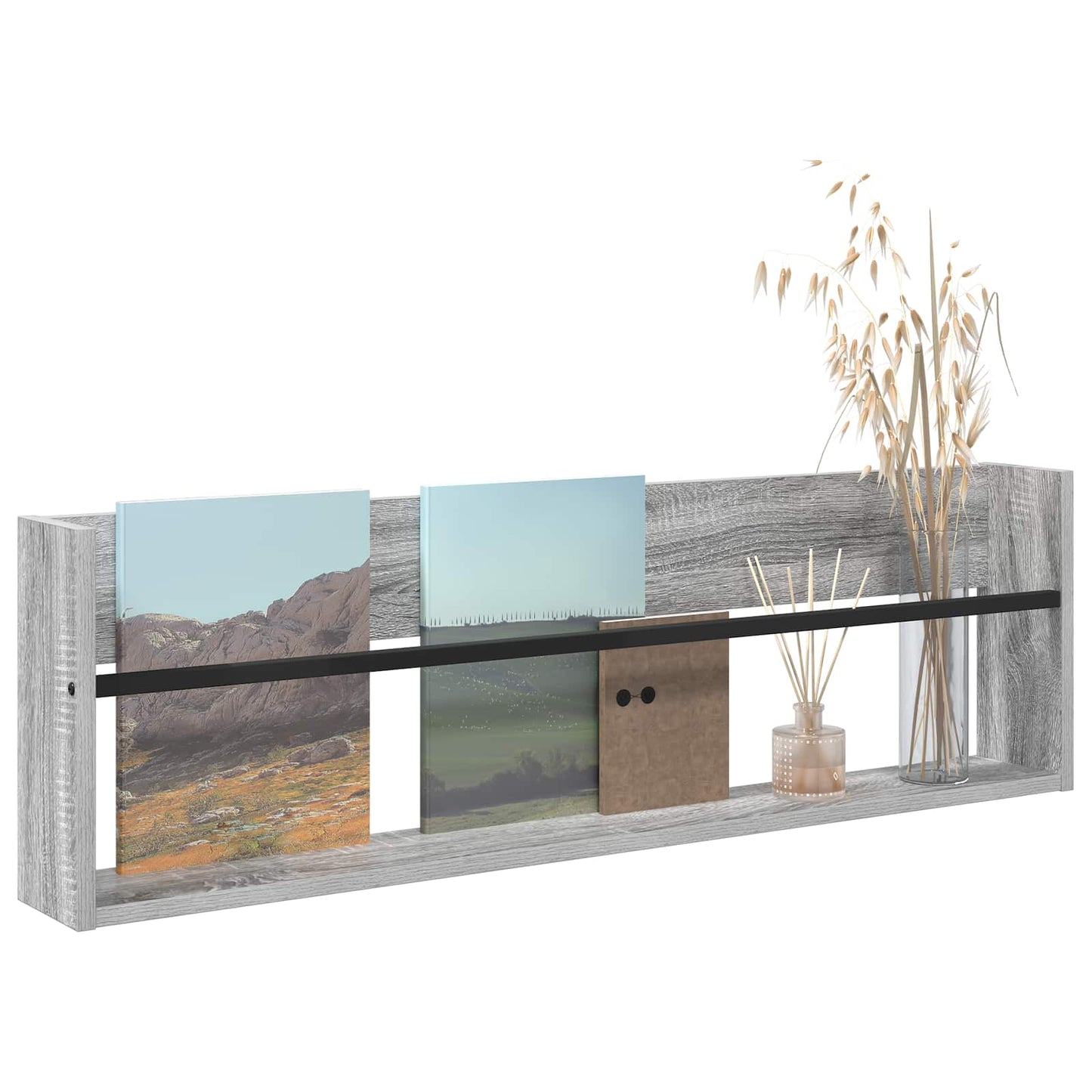 vidaXL Ράφι Περιοδικών με ράφι Γκρίζο Σονομα 100 x 12 x 30 εκ