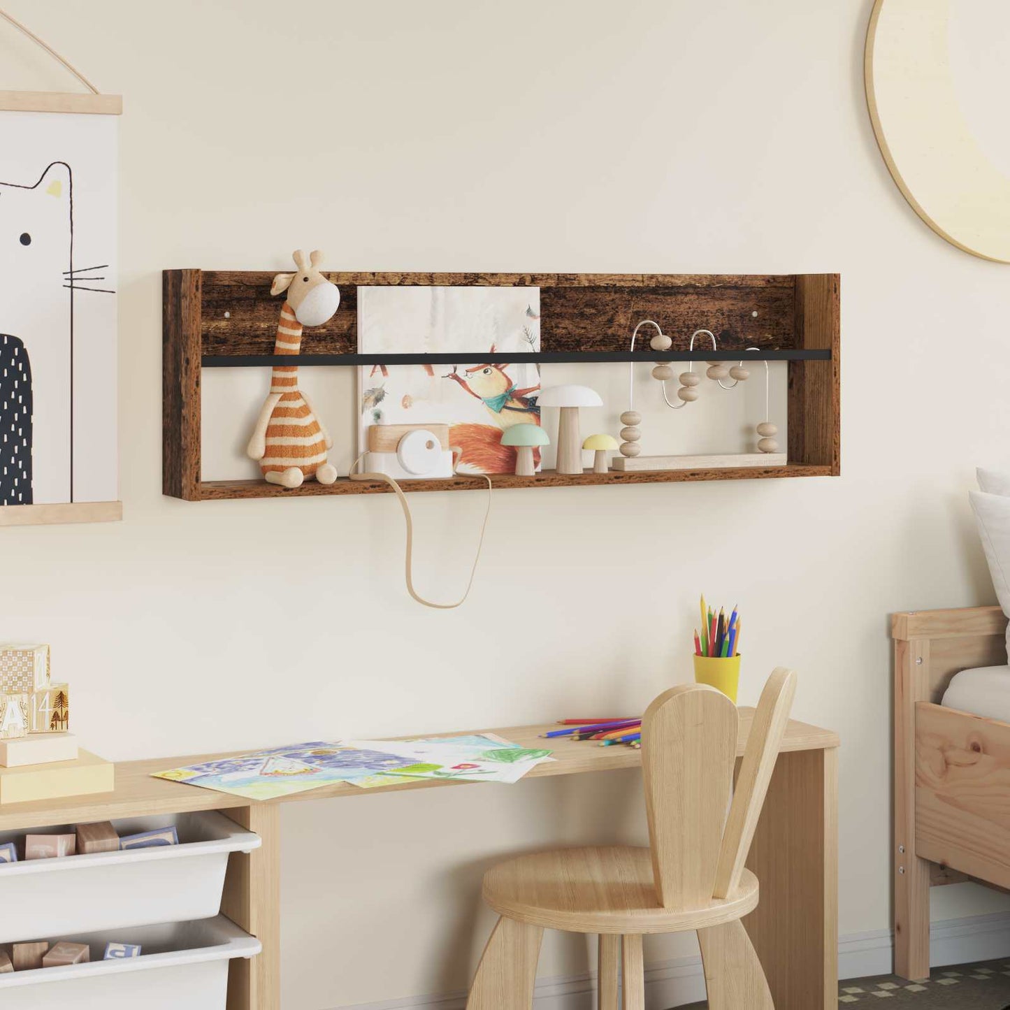 vidaXL Ράφι Περιοδικών Παλιό ξύλο 100 x 12 x 30 εκ Επεξεργασμένο ξύλο