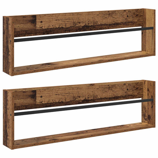vidaXL Ράφι Περιοδικών με ράφι 2 pcs Παλιό ξύλο 100 x 12 x 30 εκ