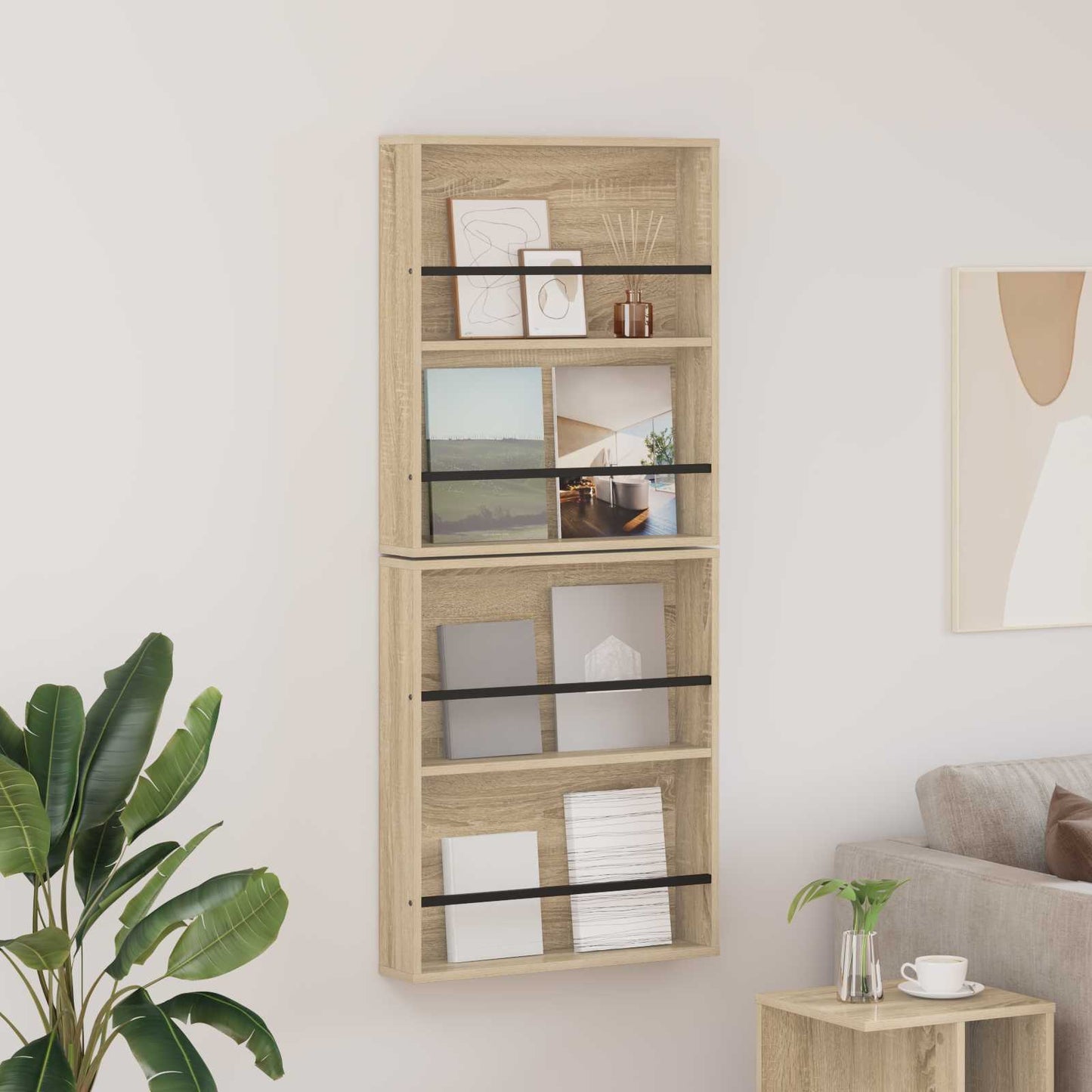 vidaXL Ράφι Περιοδικών με ράφι 2 pcs Δρύς Sonoma 60 x 12 x 70 εκ