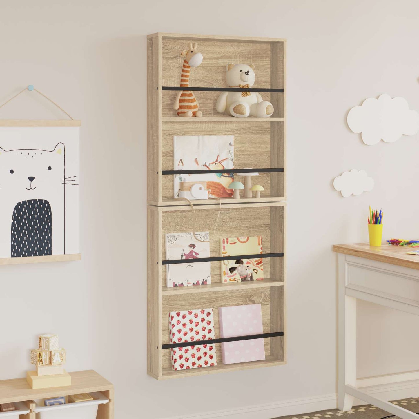 vidaXL Ράφι Περιοδικών με ράφι 2 pcs Δρύς Sonoma 60 x 12 x 70 εκ