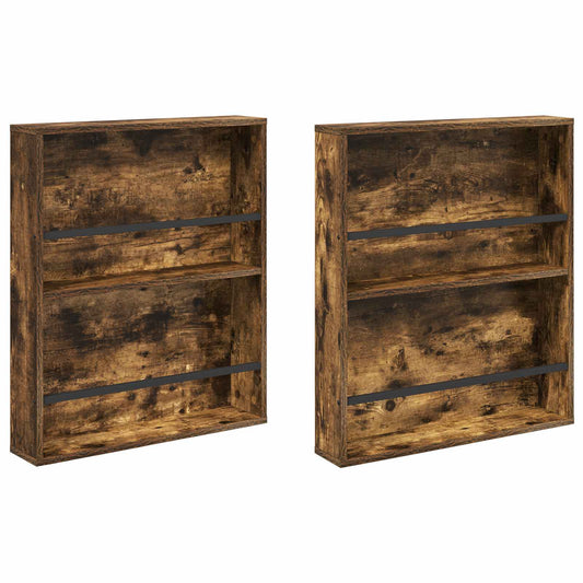 vidaXL Ράφι Περιοδικών με ράφι 2 pcs Καπνιστό Δρύς 60 x 12 x 70 εκ