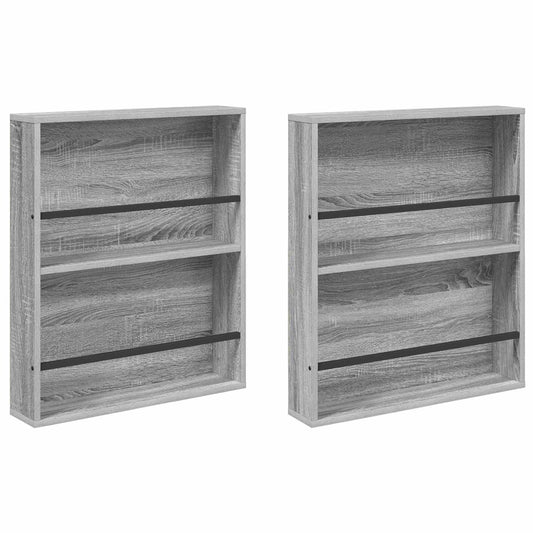 vidaXL Ράφι Περιοδικών με ράφι 2 pcs Γκρίζο Σονομα 60 x 12 x 70 εκ
