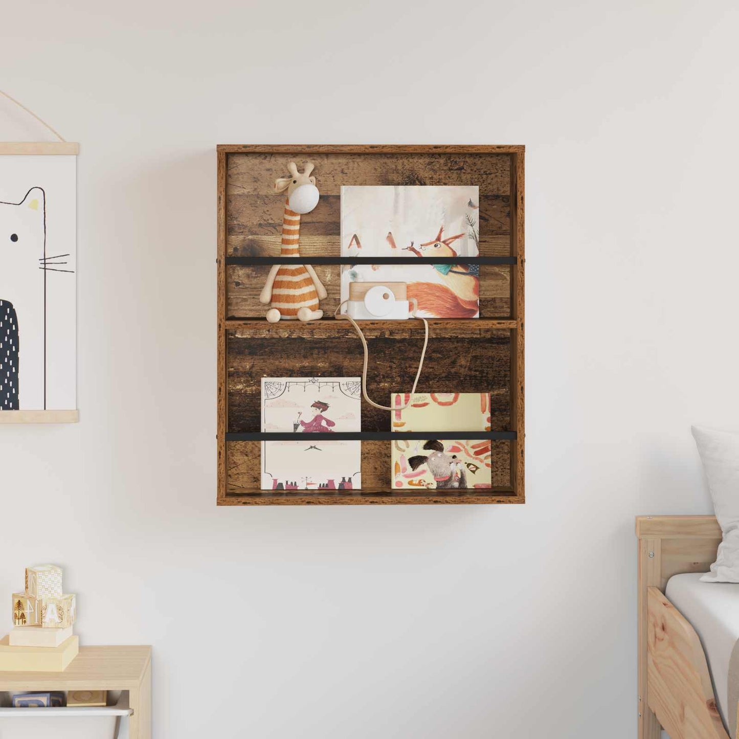 vidaXL Ράφι Περιοδικών Παλιό ξύλο 60 x 12 x 70 εκ Επεξεργασμένο ξύλο