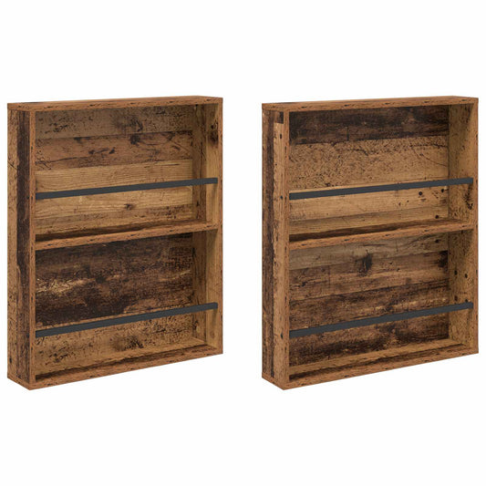 vidaXL Ράφι Περιοδικών με ράφι 2 pcs Παλιό ξύλο 60 x 12 x 70 εκ