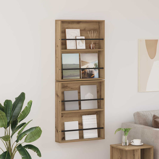 vidaXL Ράφι Περιοδικών με ράφι 2 pcs Artisan Oak 60 x 12 x 70 εκ