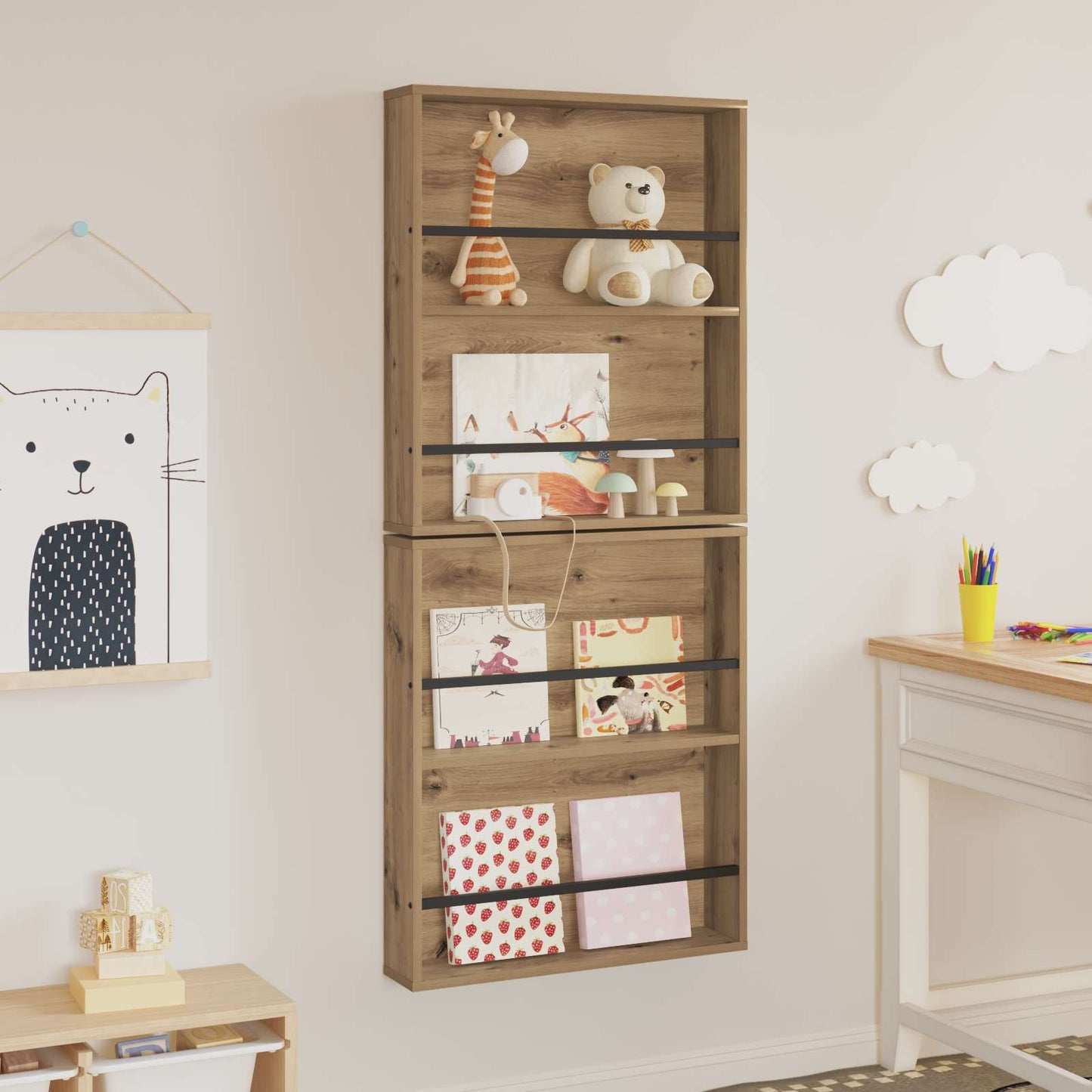vidaXL Ράφι Περιοδικών με ράφι 2 pcs Artisan Oak 60 x 12 x 70 εκ