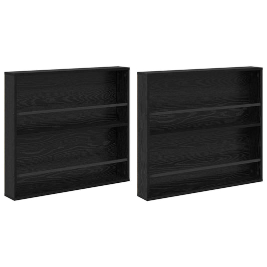 vidaXL Ράφι Περιοδικών με ράφι 2 pcs Μαύρη Οξυά 80 x 12 x 70 εκ