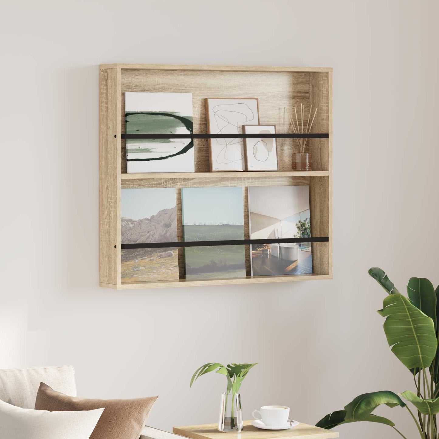 vidaXL Ράφι Περιοδικών Δρύς Sonoma 80 x 12 x 70 εκ Επεξεργασμένο ξύλο