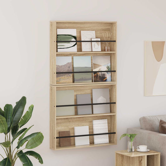 vidaXL Ράφι Περιοδικών με ράφι 2 pcs Δρύς Sonoma 80 x 12 x 70 εκ