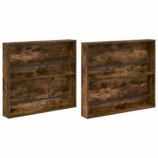 vidaXL Ράφι Περιοδικών με ράφι 2 pcs Καπνιστό Δρύς 80 x 12 x 70 εκ