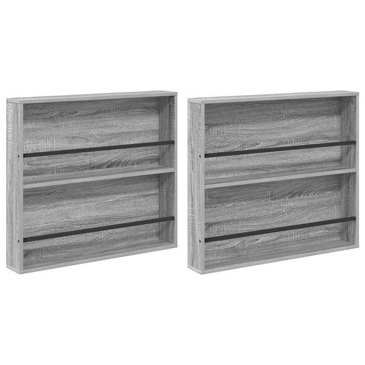 vidaXL Ράφι Περιοδικών με ράφι 2 pcs Γκρίζο Σονομα 80 x 12 x 70 εκ