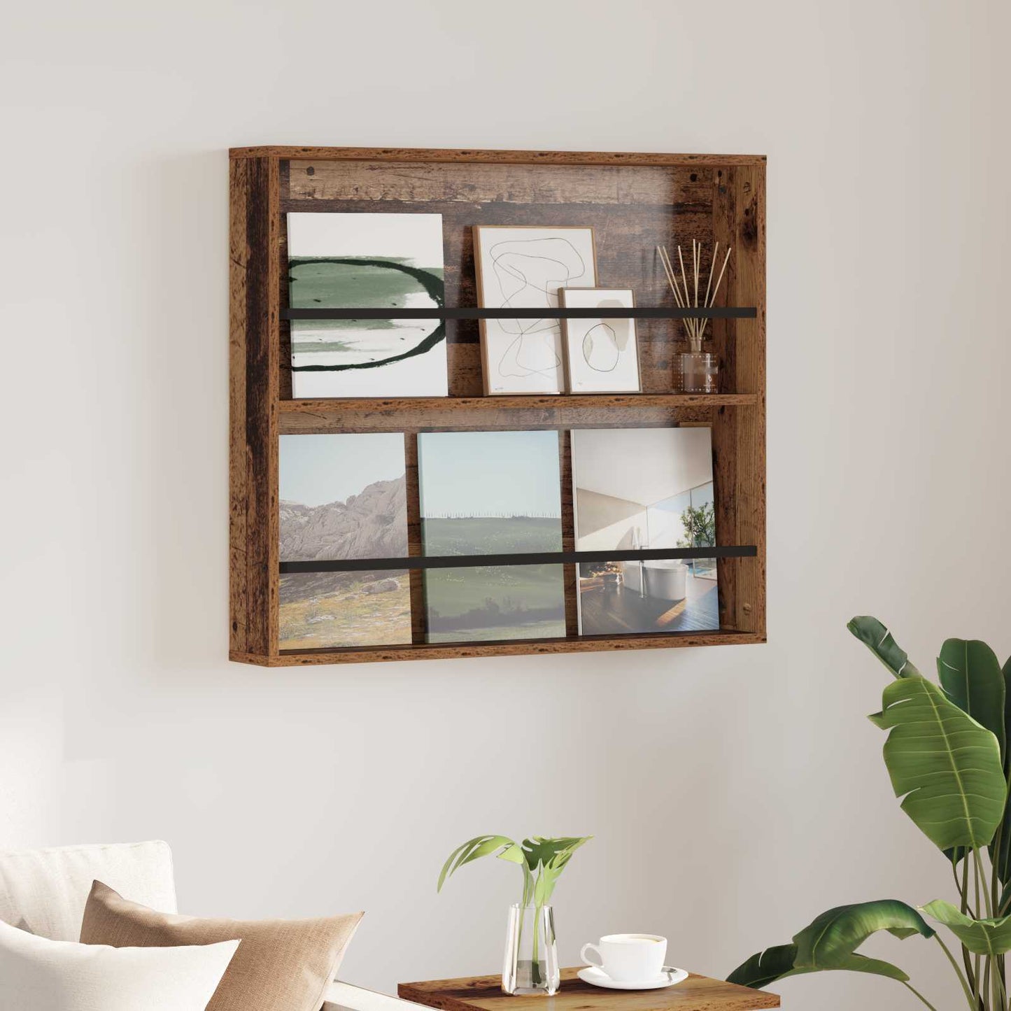 vidaXL Ράφι Περιοδικών Παλιό ξύλο 80 x 12 x 70 εκ Επεξεργασμένο ξύλο