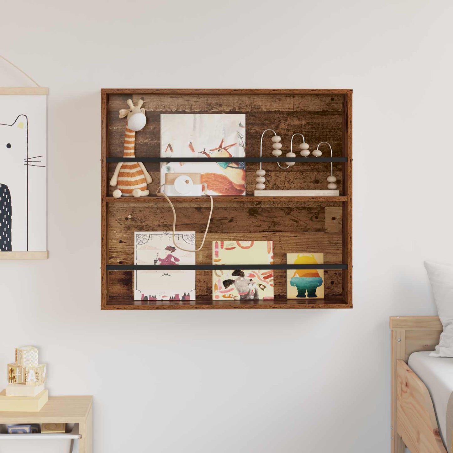 vidaXL Ράφι Περιοδικών Παλιό ξύλο 80 x 12 x 70 εκ Επεξεργασμένο ξύλο