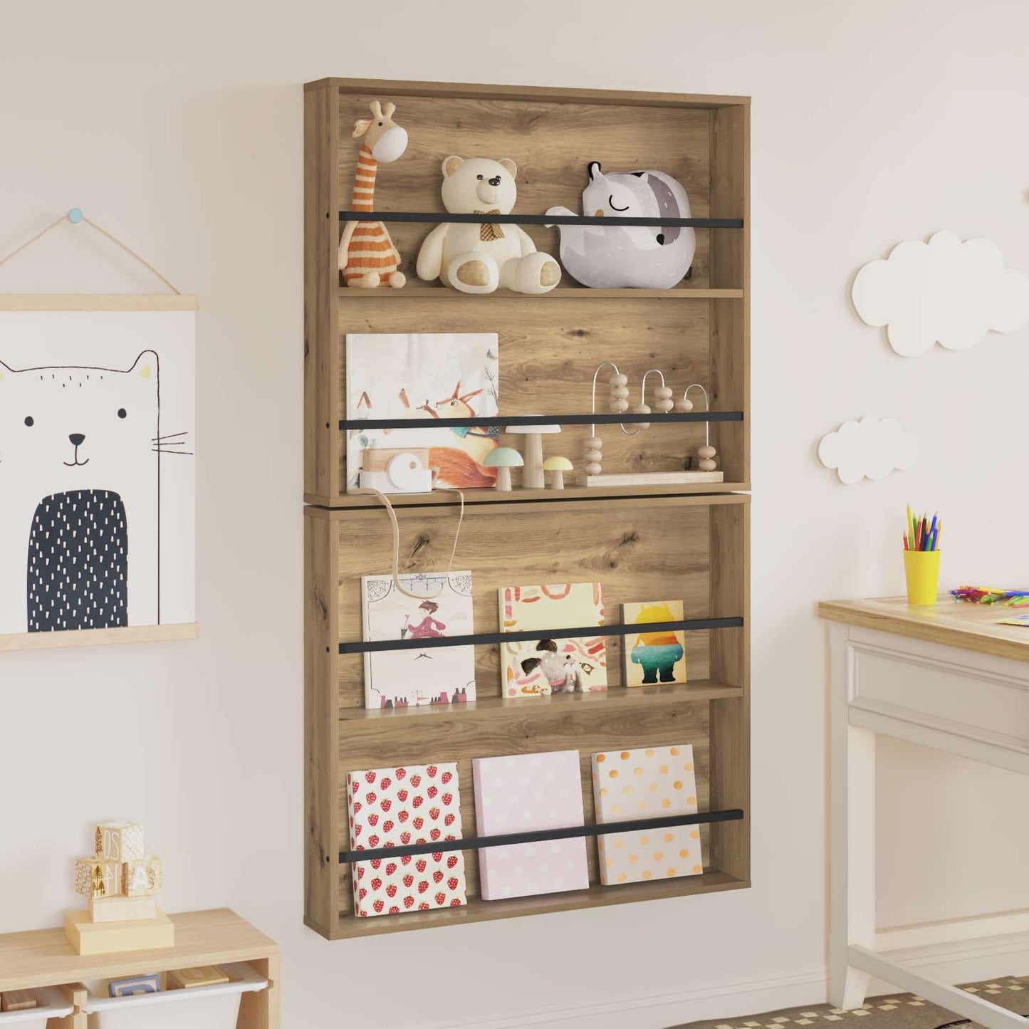 vidaXL Ράφι Περιοδικών με ράφι 2 pcs Artisan Oak 80 x 12 x 70 εκ