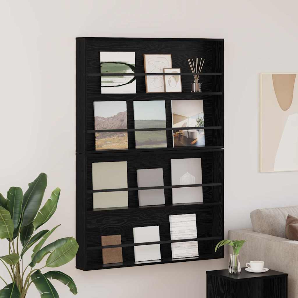 vidaXL Ράφι Περιοδικών με ράφι 2 pcs Μαύρη Οξυά 100 x 12 x 70 εκ
