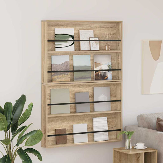 vidaXL Ράφι Περιοδικών με ράφι 2 pcs Δρύς Sonoma 100 x 12 x 70 εκ