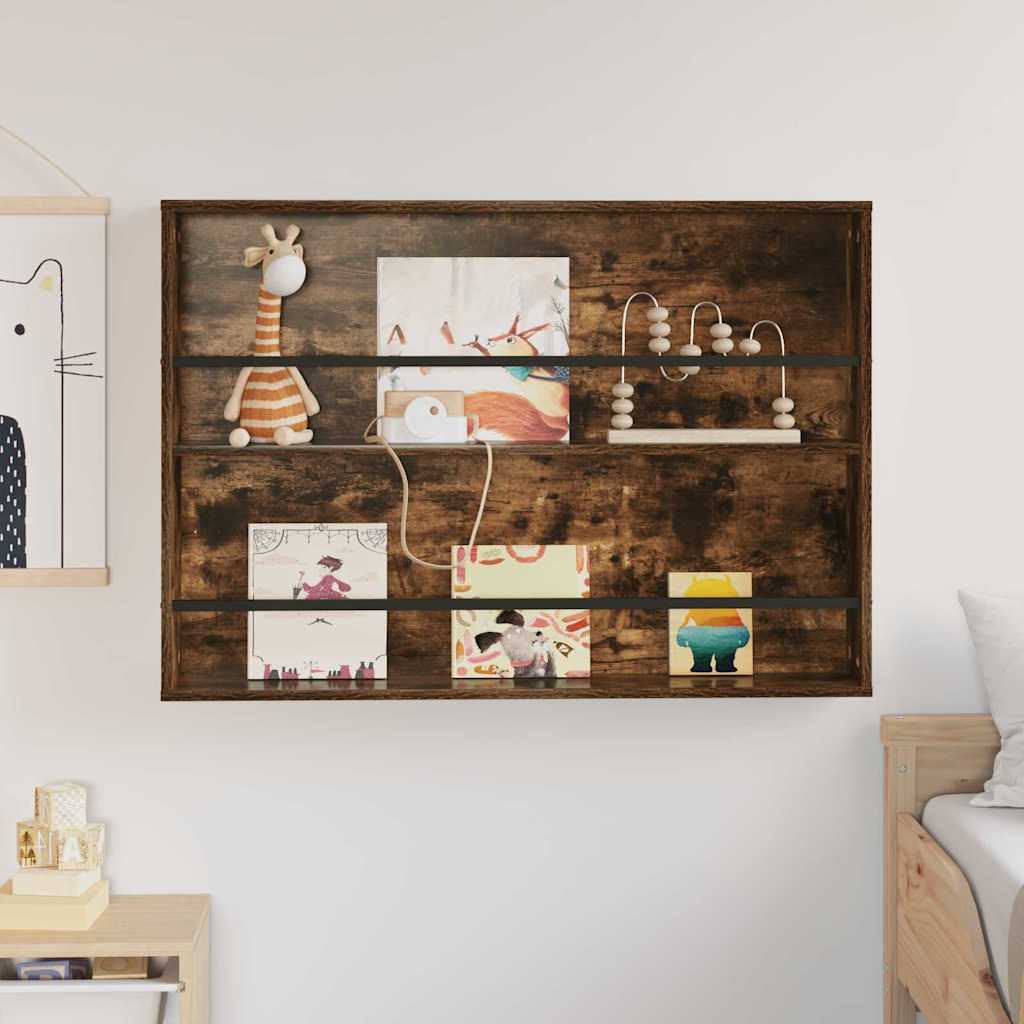 vidaXL Ράφι Περιοδικών με ράφι Καπνιστό Δρύς 100 x 12 x 70 εκ