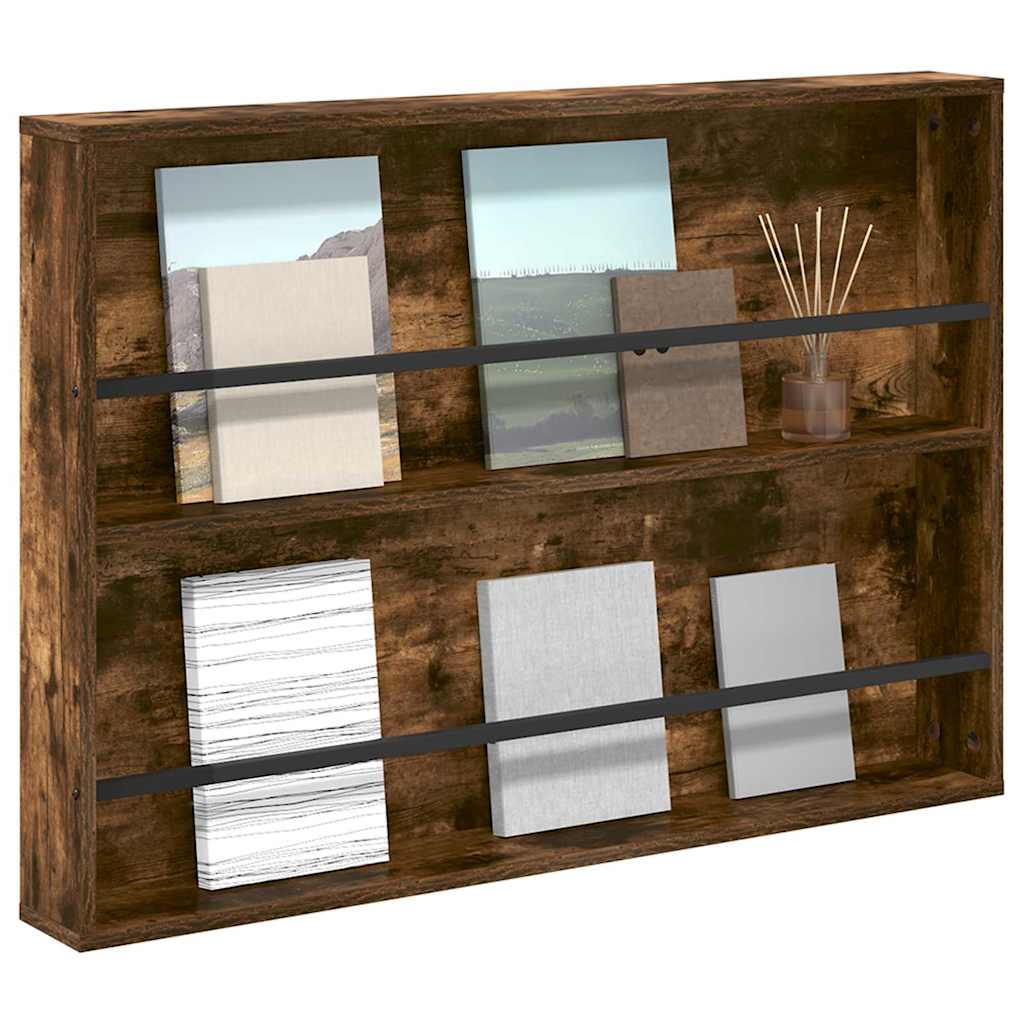 vidaXL Ράφι Περιοδικών με ράφι Καπνιστό Δρύς 100 x 12 x 70 εκ