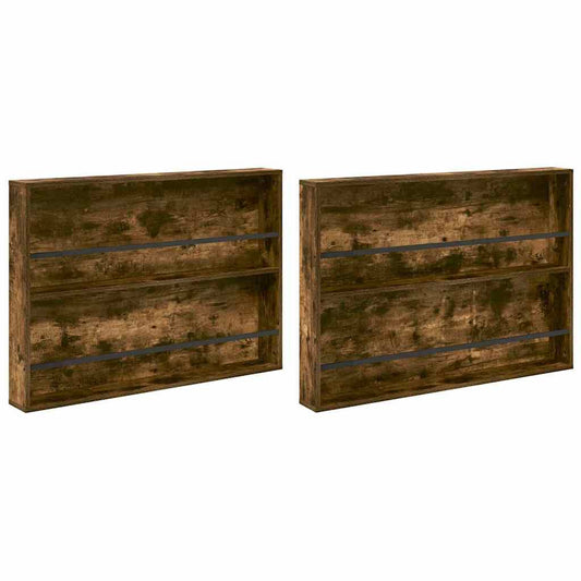 vidaXL Ράφι Περιοδικών με ράφι 2 pcs Καπνιστό Δρύς 100 x 12 x 70 εκ
