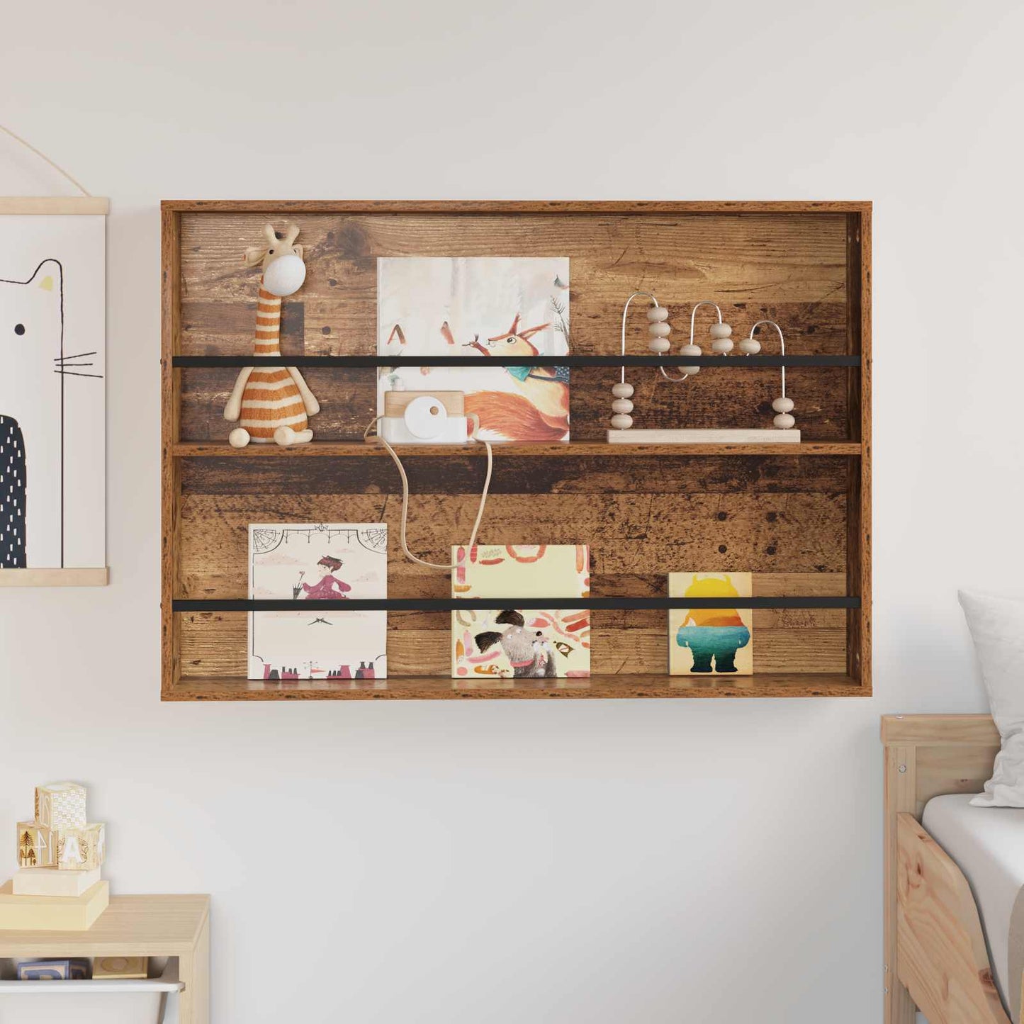 vidaXL Ράφι Περιοδικών Παλιό ξύλο 100 x 12 x 70 εκ Επεξεργασμένο ξύλο