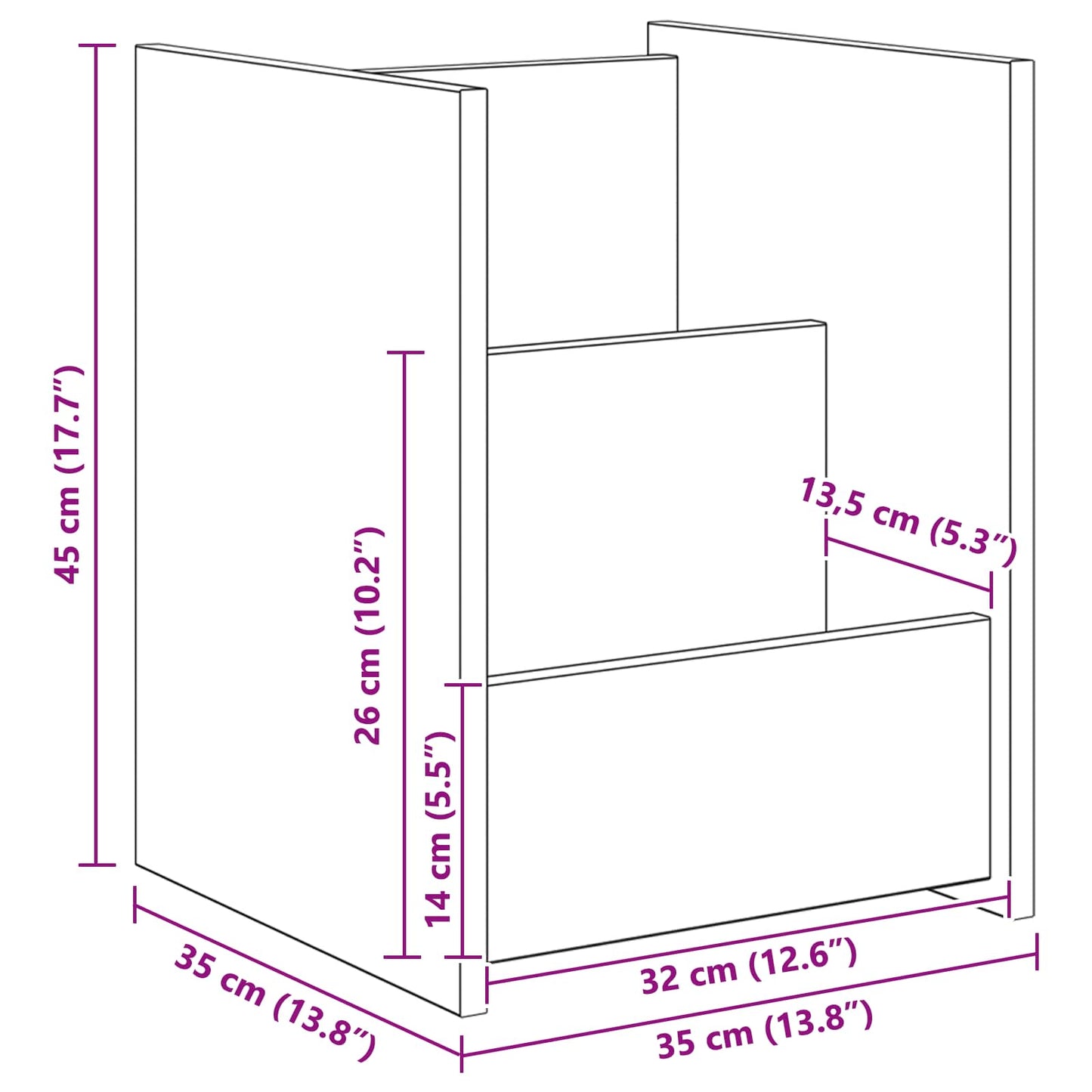 vidaXL Ράφι Περιοδικών Μαύρη Οξυά 35 x 35 x 45 εκ Επεξεργασμένο ξύλο