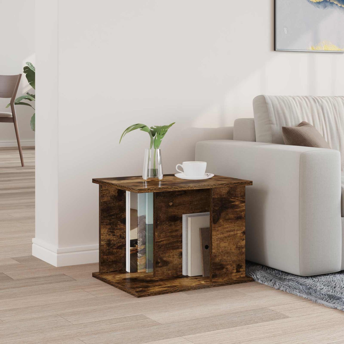 vidaXL Ράφι Περιοδικών με ράφι Καπνιστό Δρύς 35 x 35 x 45 εκ