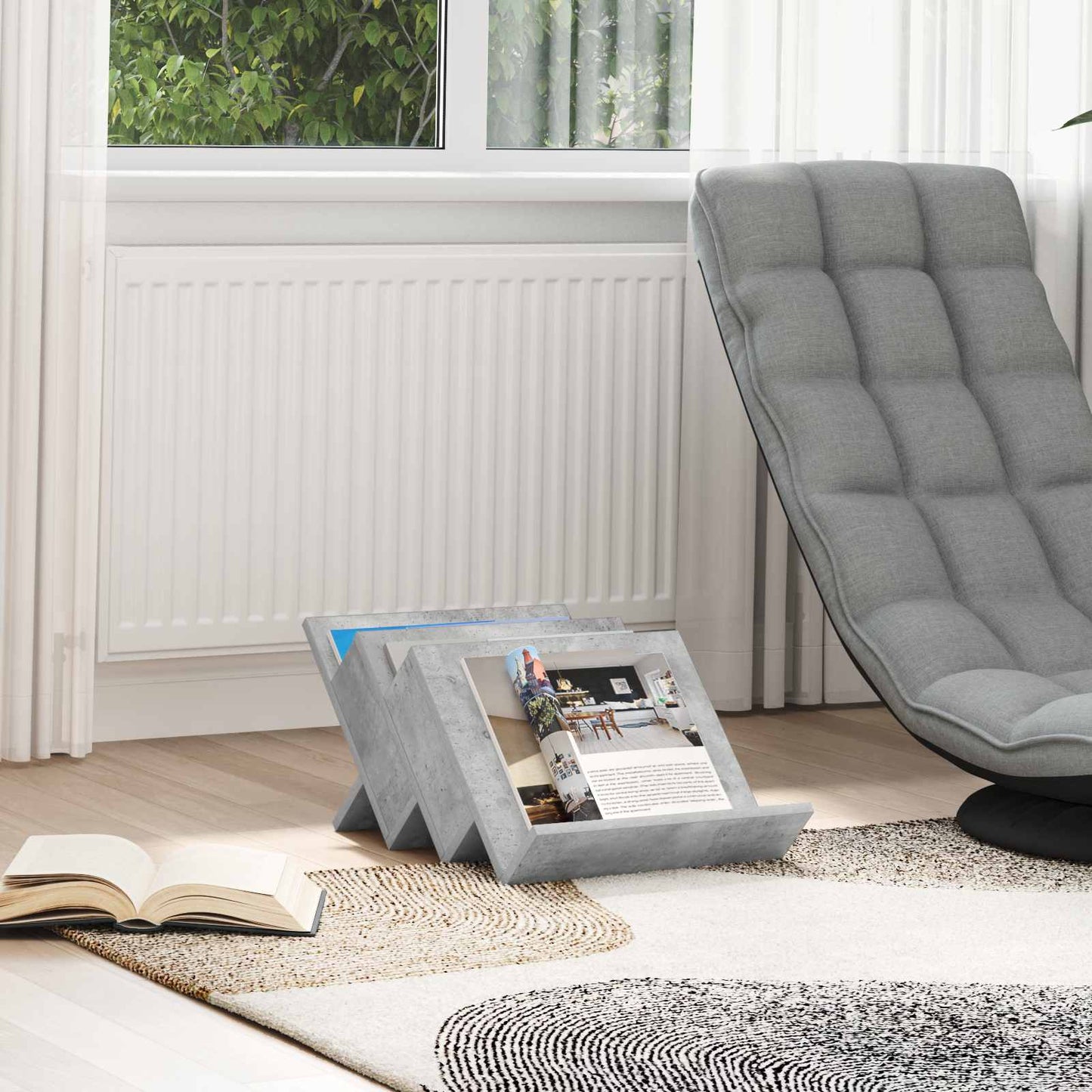 vidaXL Ράφι Περιοδικών με ράφι Γκρι Μπετόν 53 x 40 x 28.5 εκ