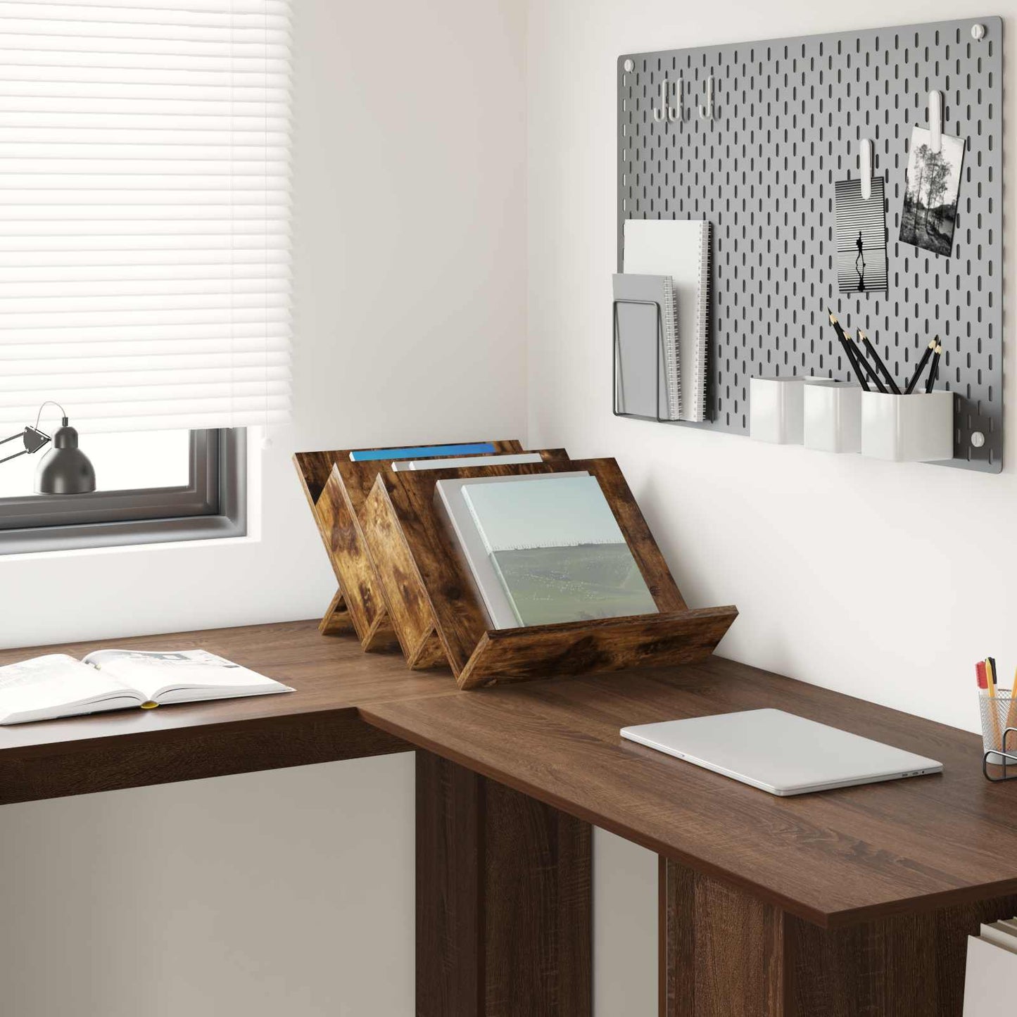 vidaXL Ράφι Περιοδικών με ράφι Καπνιστό Δρύς 53 x 40 x 28.5 εκ