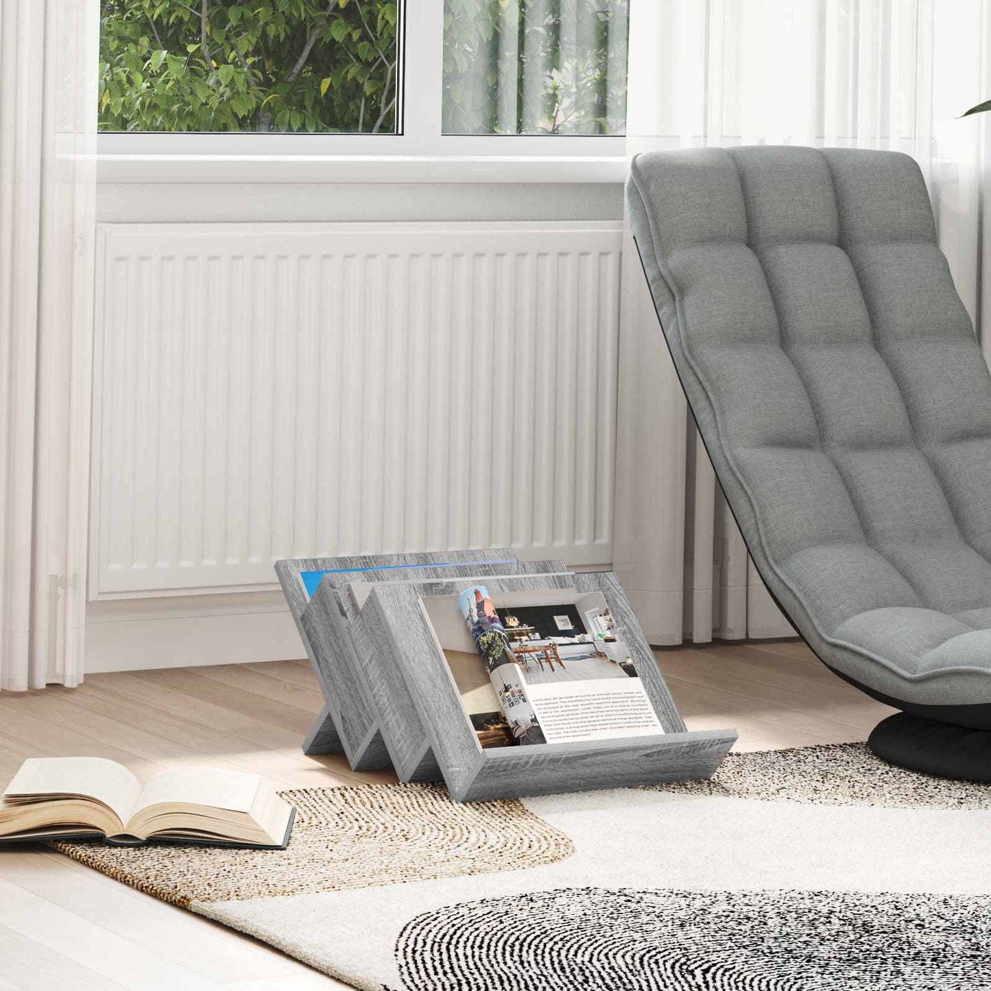 vidaXL Ράφι Περιοδικών με ράφι Γκρίζο Σονομα 53 x 40 x 28.5 εκ