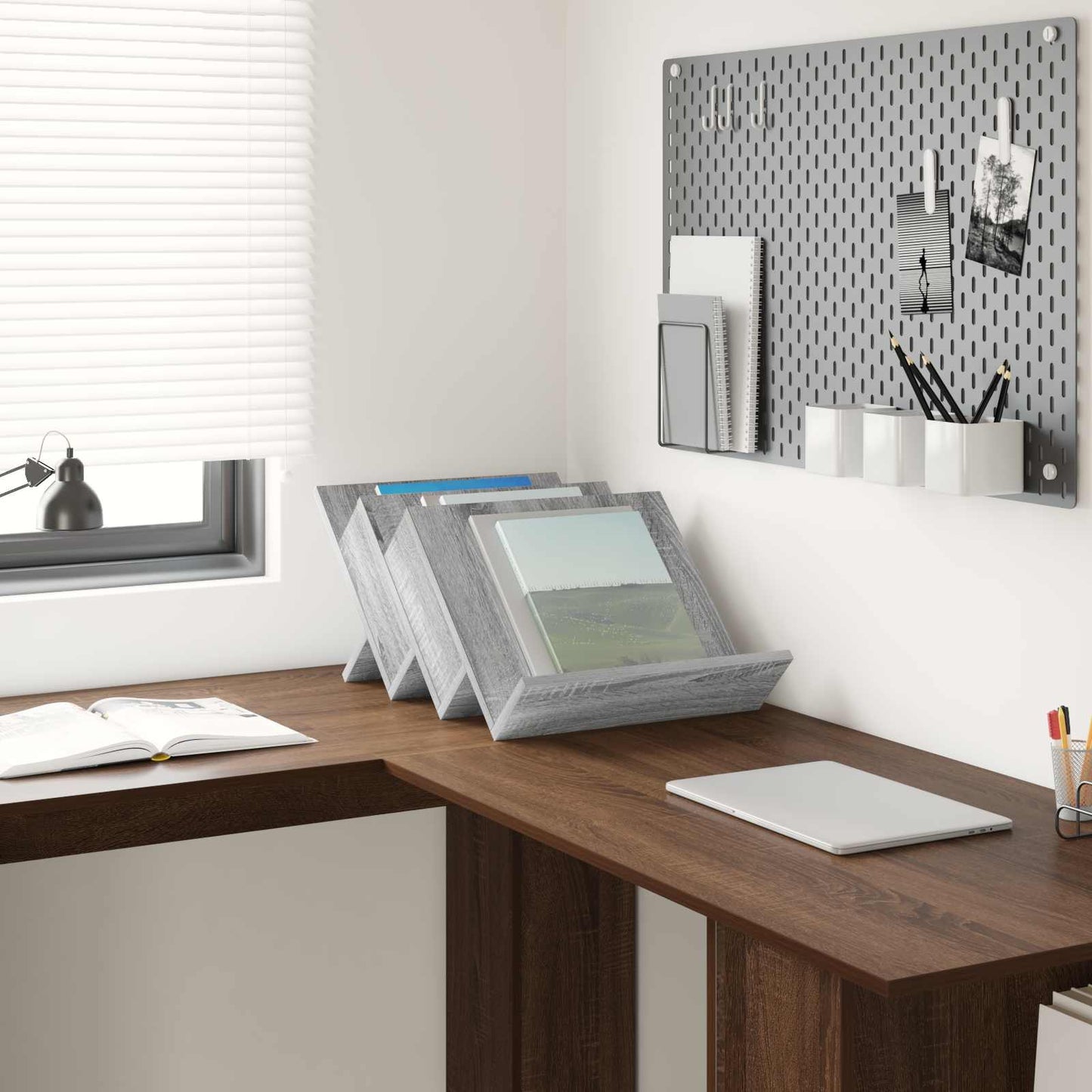 vidaXL Ράφι Περιοδικών με ράφι Γκρίζο Σονομα 53 x 40 x 28.5 εκ