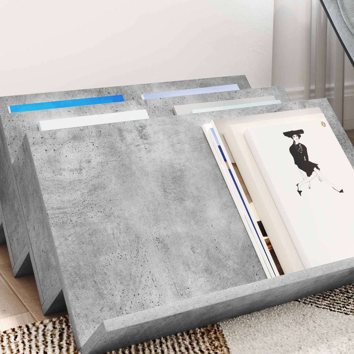 vidaXL Ράφι Περιοδικών με ράφι Γκρι Μπετόν 65 x 53 x 28,5 εκ