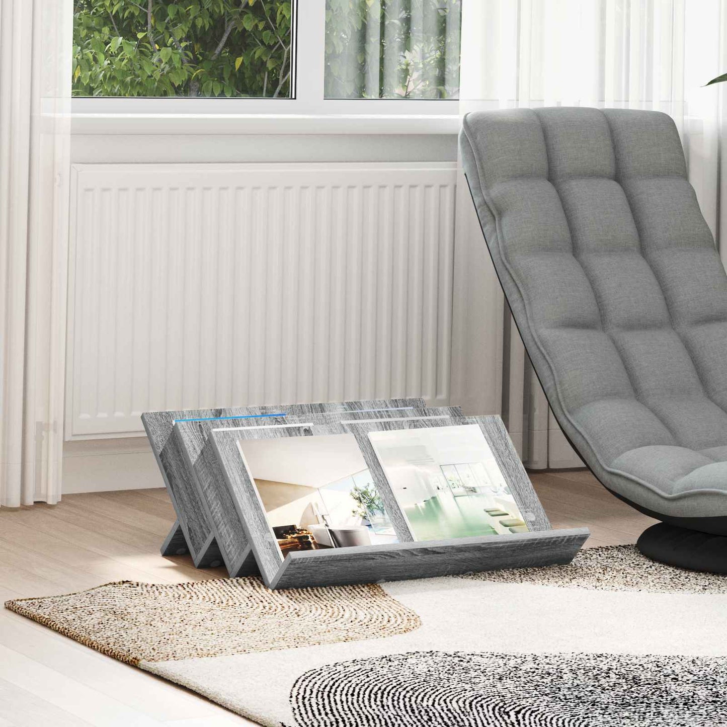 vidaXL Ράφι Περιοδικών με ράφι Γκρίζο Σονομα 65 x 53 x 28,5 εκ