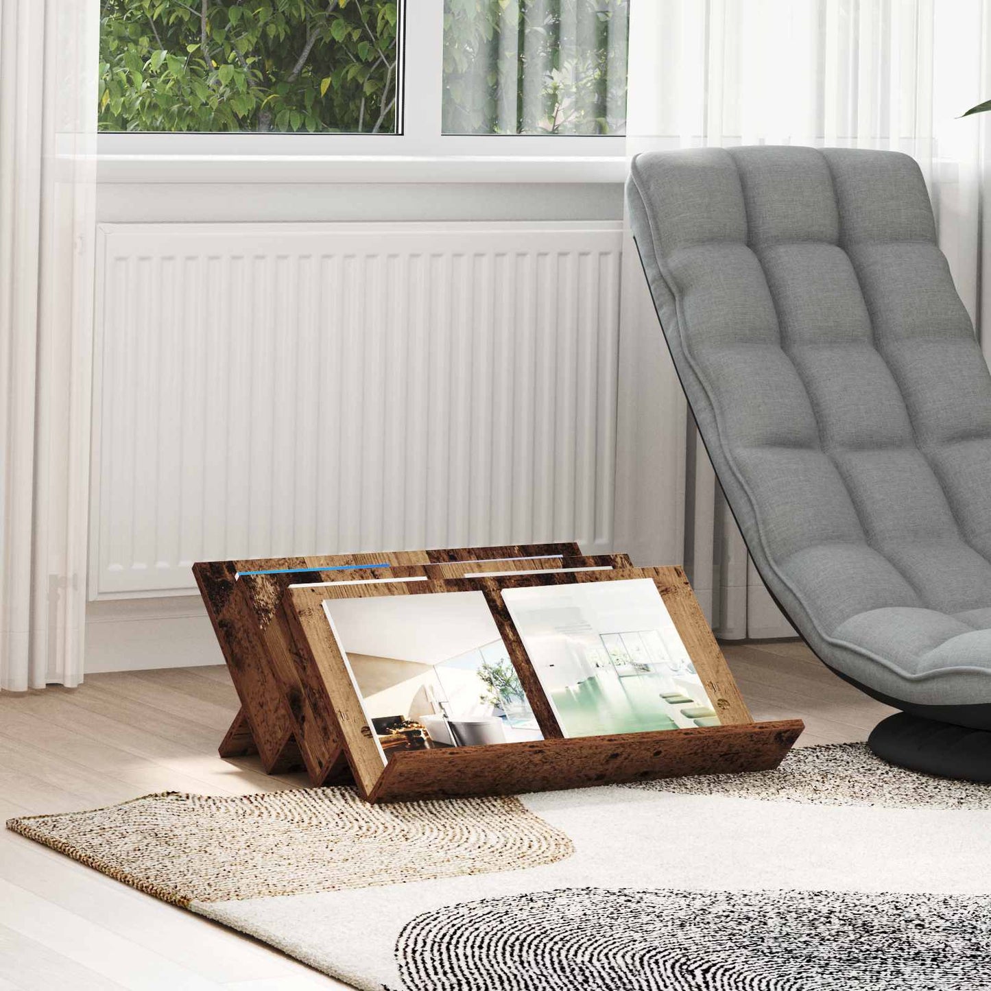 vidaXL Ράφι Περιοδικών Παλιό ξύλο 65 x 53 x 28,5 εκ Επεξεργασμένο ξύλο