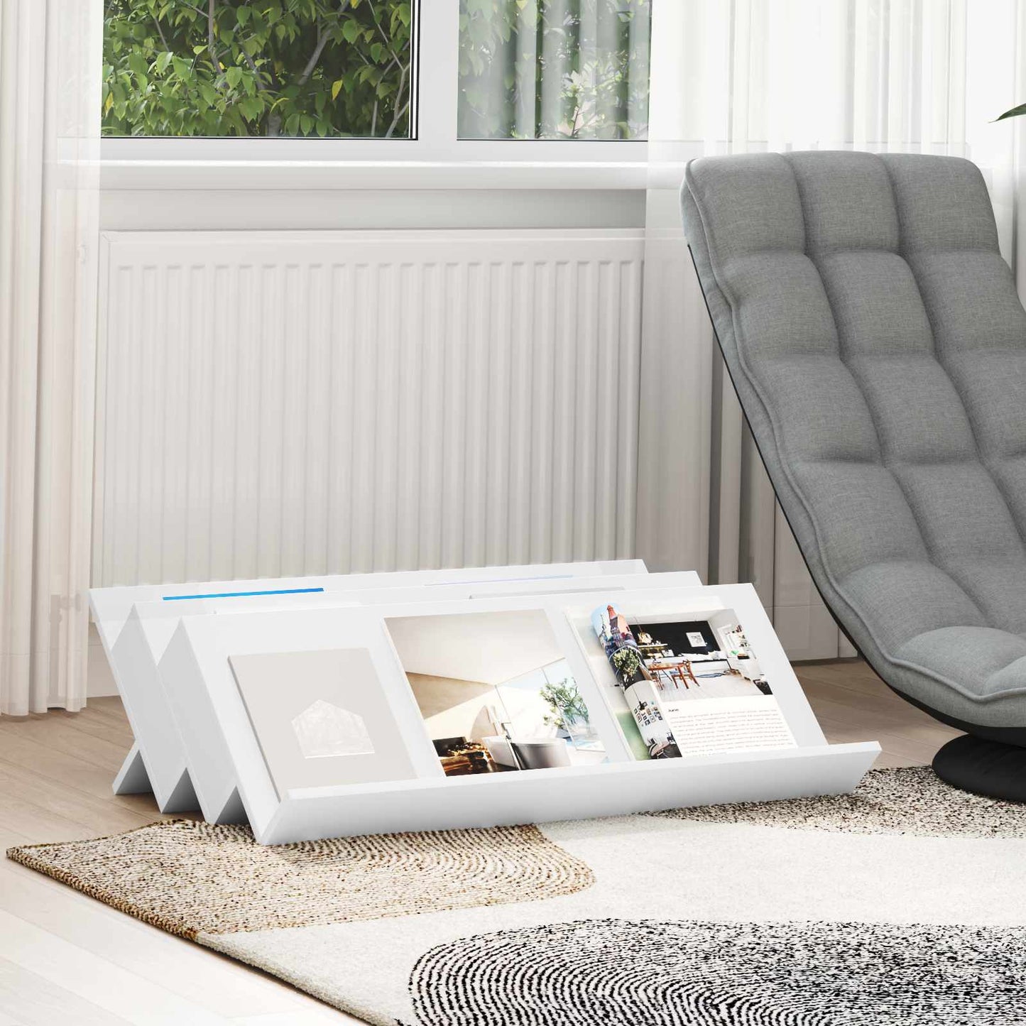 vidaXL Ράφι Περιοδικών Λευκό 90 x 53 x 28,5 εκ Επεξεργασμένο ξύλο