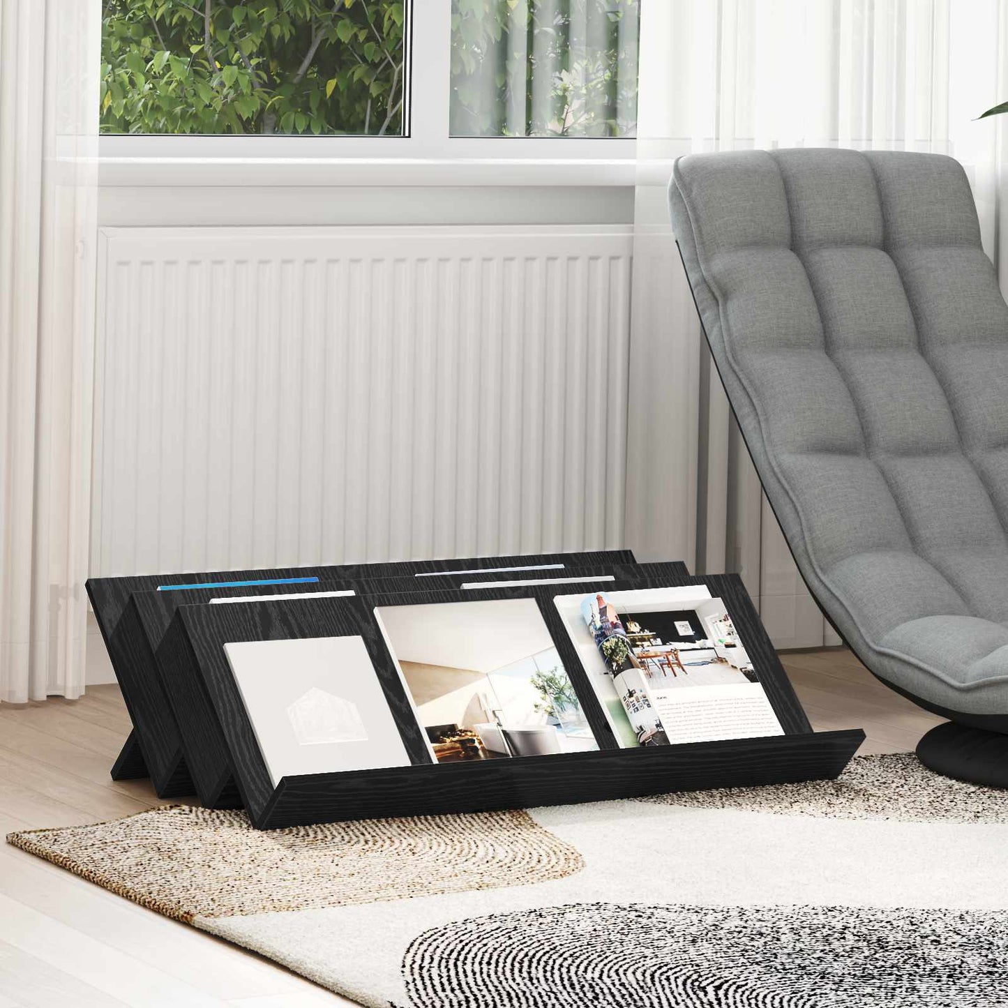 vidaXL Ράφι Περιοδικών Μαύρη Οξυά 90 x 53 x 28,5 εκ Επεξεργασμένο ξύλο