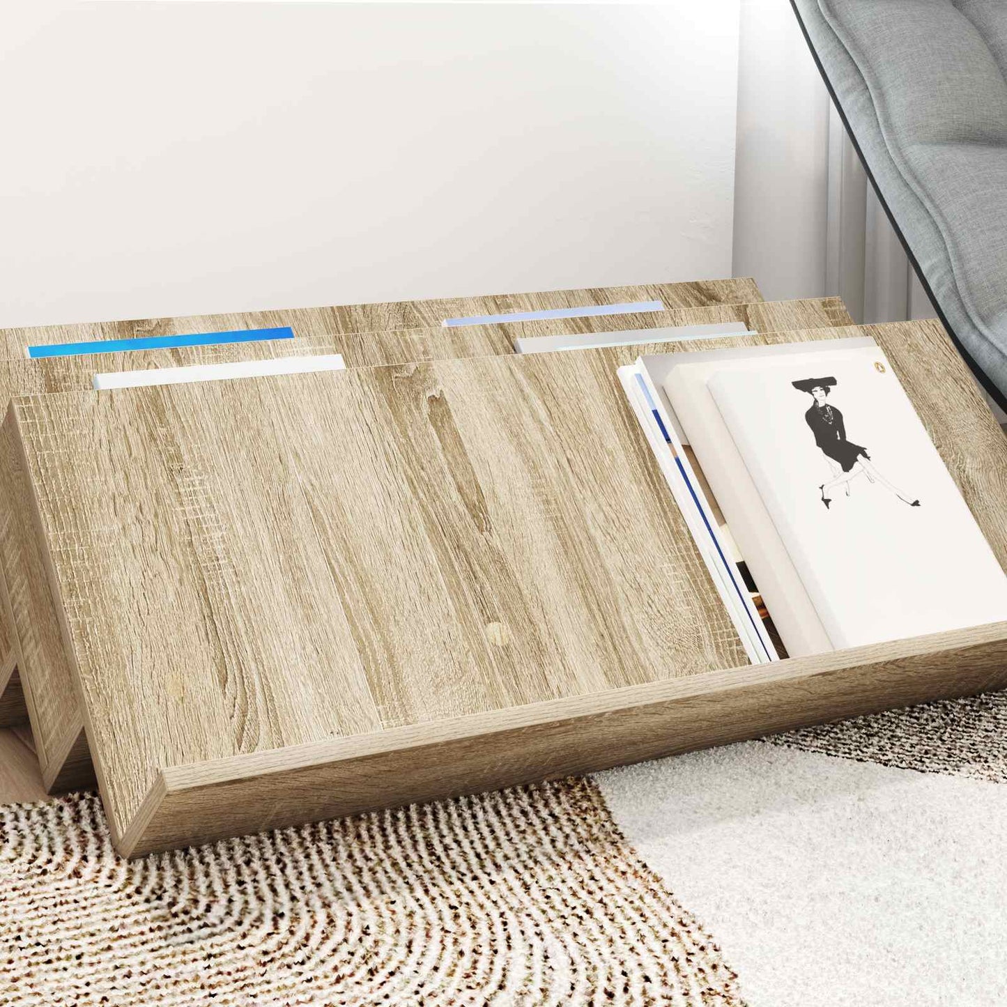 vidaXL Ράφι Περιοδικών με ράφι Δρύς Sonoma 90 x 53 x 28,5 εκ