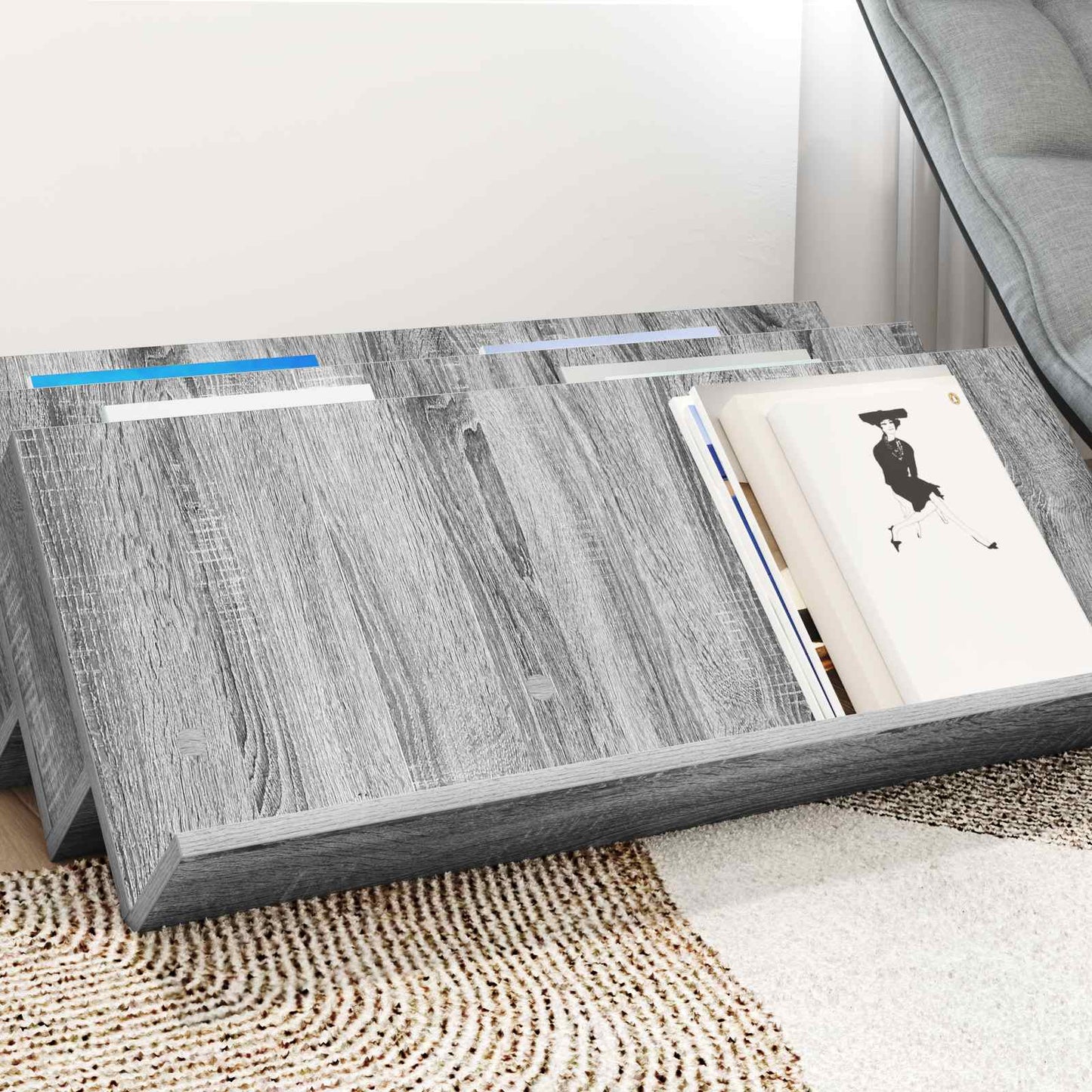 vidaXL Ράφι Περιοδικών με ράφι Γκρίζο Σονομα 90 x 53 x 28,5 εκ