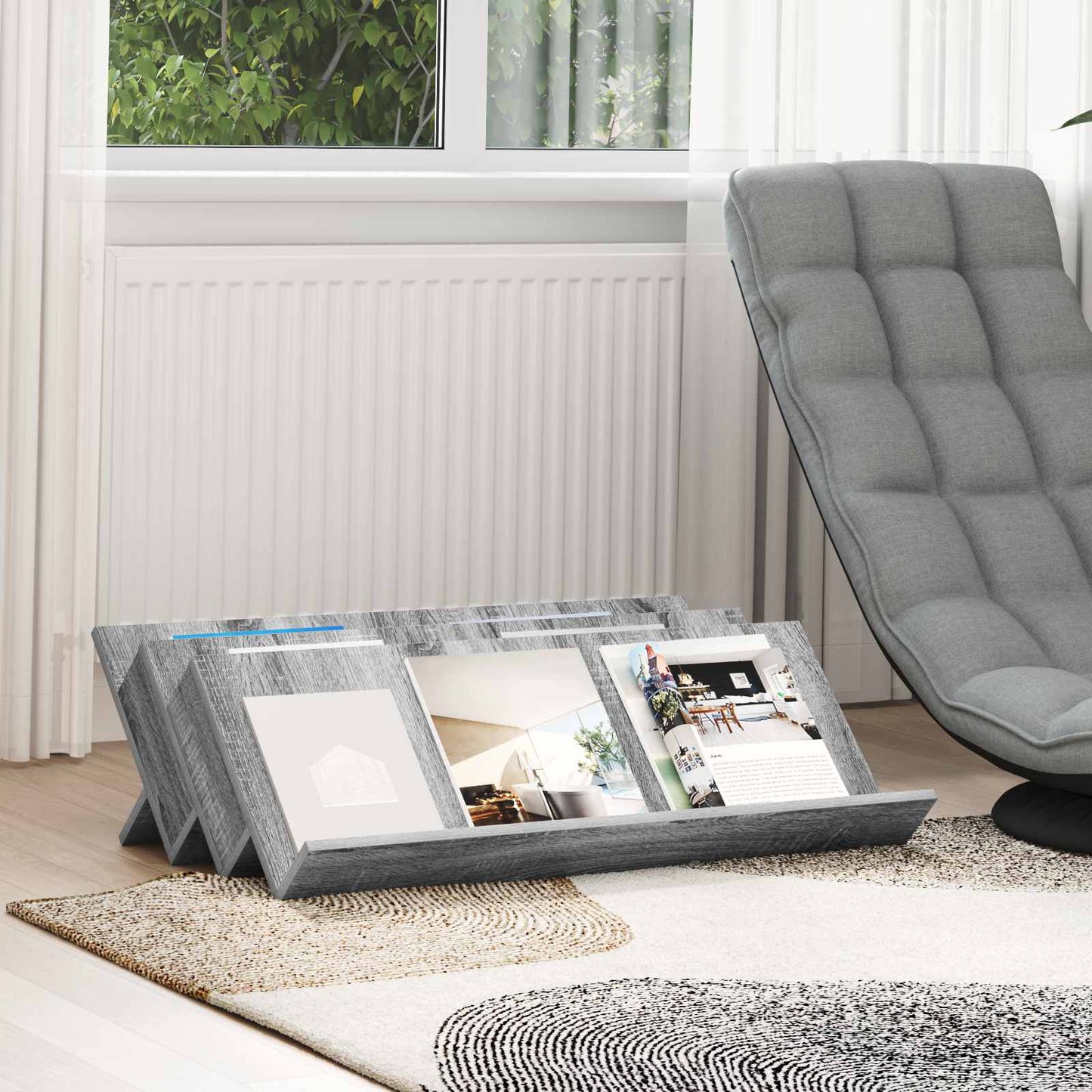 vidaXL Ράφι Περιοδικών με ράφι Γκρίζο Σονομα 90 x 53 x 28,5 εκ