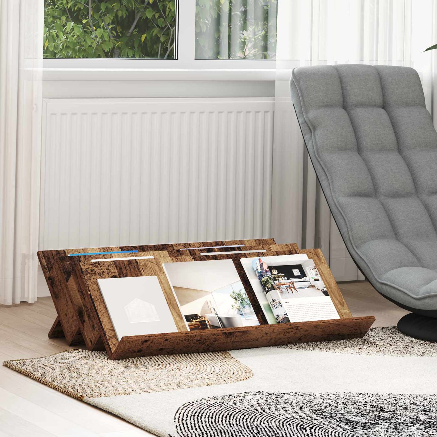 vidaXL Ράφι Περιοδικών Παλιό ξύλο 90 x 53 x 28,5 εκ Επεξεργασμένο ξύλο