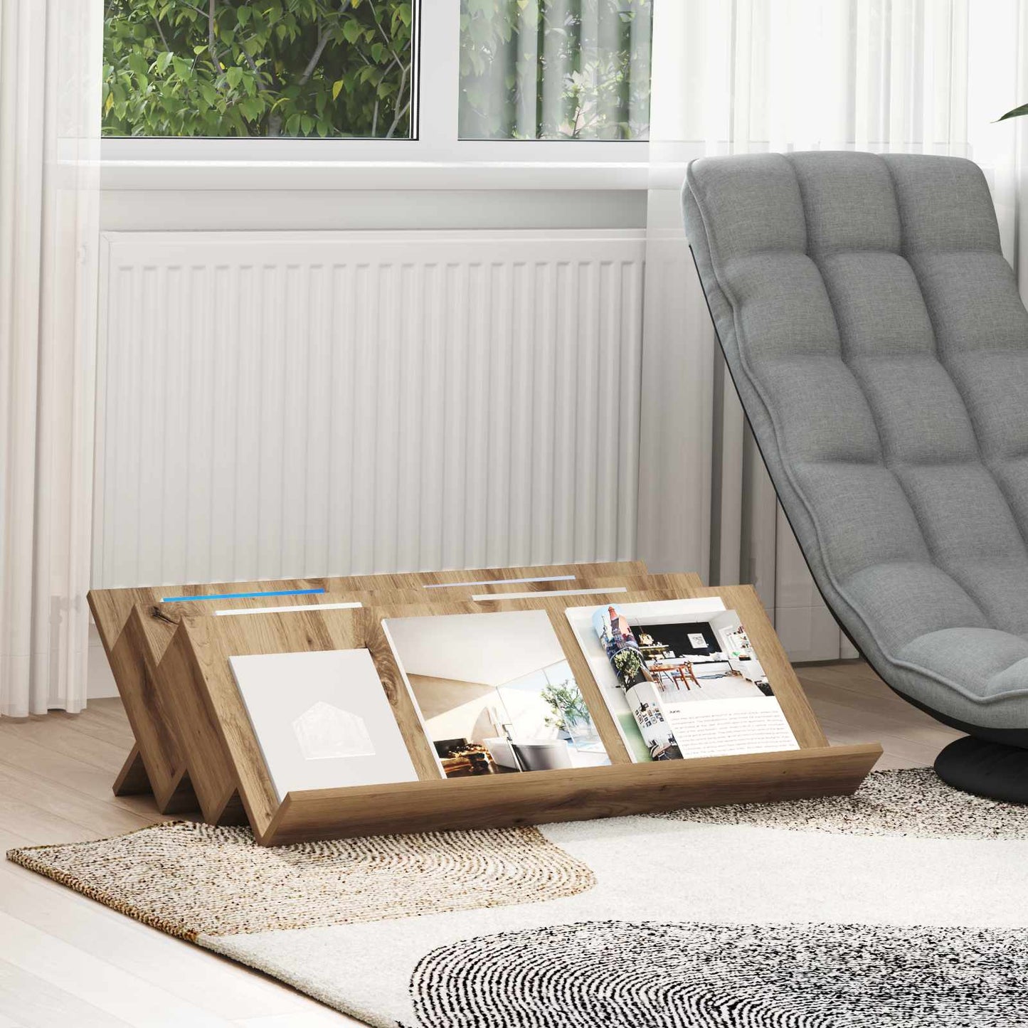 vidaXL Ράφι Περιοδικών με ράφι Artisan Oak 90 x 53 x 28,5 εκ